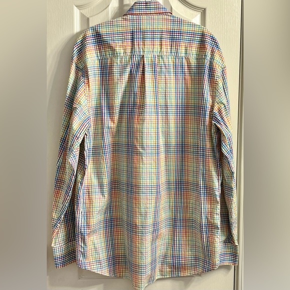Alan Flusser Button Down Multicolored Plaid Long Sleeve Dress Shirt Cotton Large - Picture 2 of 8